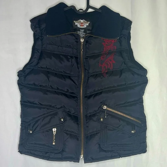 Harley Davidson Puffer Vest Biker Riding Vest Size S - Picture 8 of 11